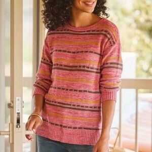 Soft Surroundings Lisabetta Sweater Knit Stripe Artsy Comfy Size M